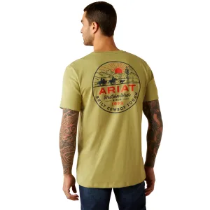 Ariat Men's Full Circle Logo Graphic T-Shirt in Tent Green Cozy Comfort Fit Bright and Bold