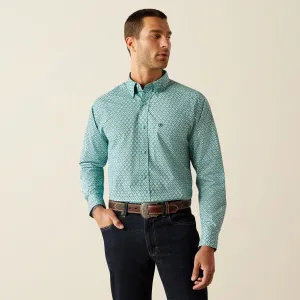 Weekend Wardrobe Comfy Stretch Ariat Men's L/S Canyon Classic Fit Western Button Down Shirt in Mint (Available in Tall Sizes)