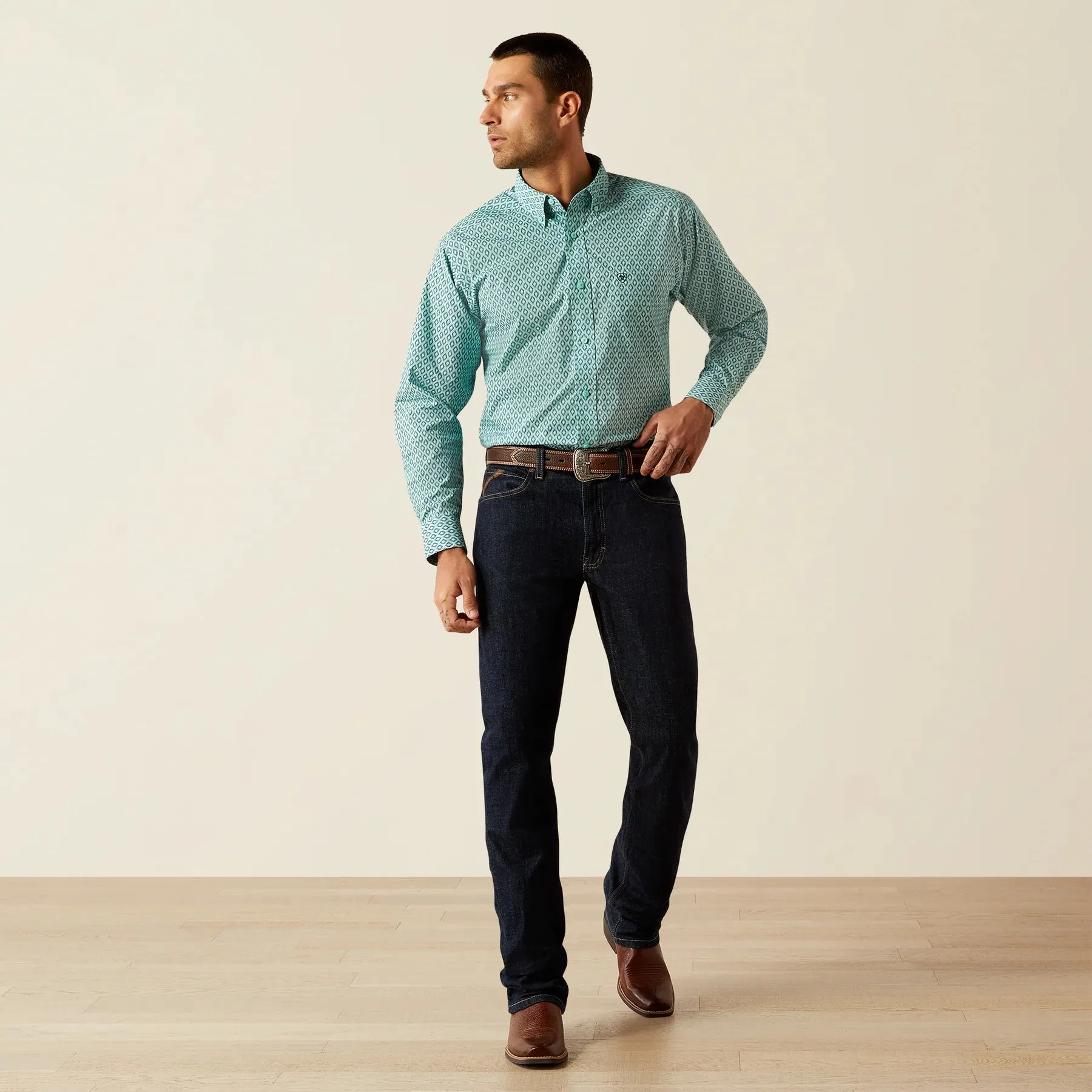 Ariat Men's L/S Canyon Classic Fit Western Button Down Shirt in Mint (Available in Tall Sizes) Unisex versatility