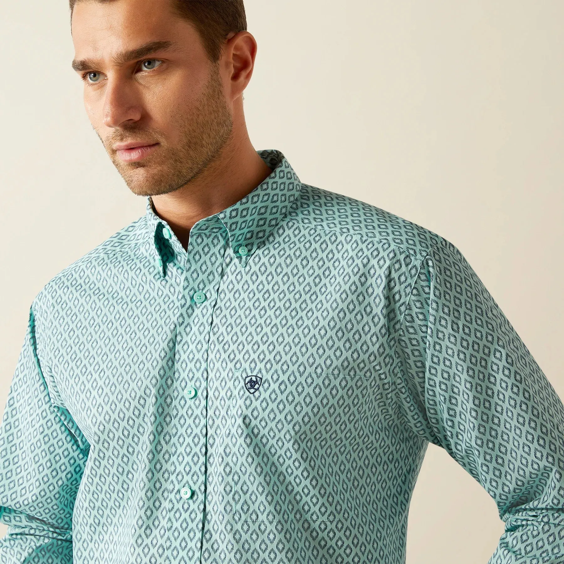 MinimalistDesign Cool Design Ariat Men's L/S Canyon Classic Fit Western Button Down Shirt in Mint (Available in Tall Sizes)