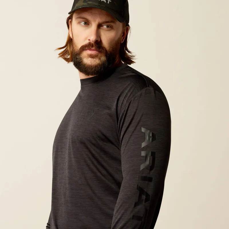 Ariat Men's L/S Charger Logo T-Shirt in Black Heather Relax Trend
