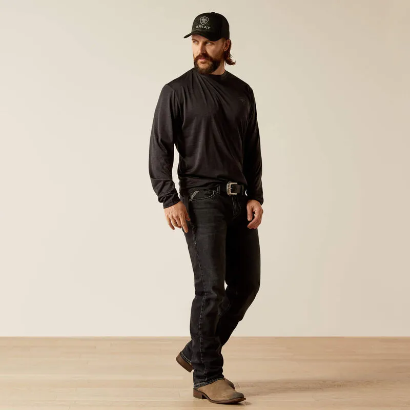 Unisex versatility Ariat Men's L/S Charger Logo T-Shirt in Black Heather