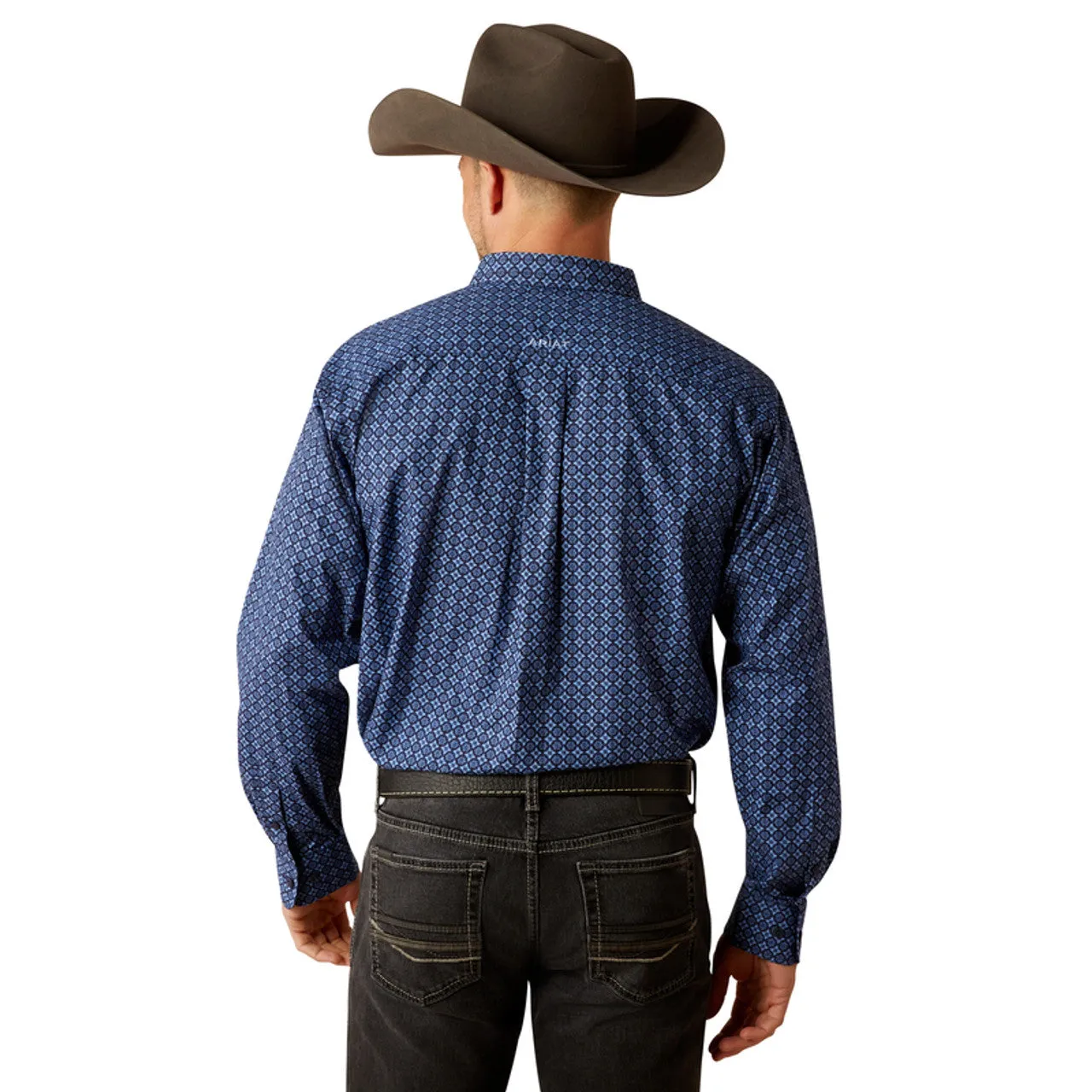 Classic Layer Ariat Men's L/S Talon Classic Fit Western Button Down Shirt in Dark Blue Geometric Floral (Available in Tall Sizes)