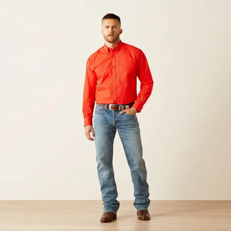 casual outing Ariat Men's L/S Waylen Classic Fit Western Button Down Shirt in Geometric Red (Available in Tall Sizes)