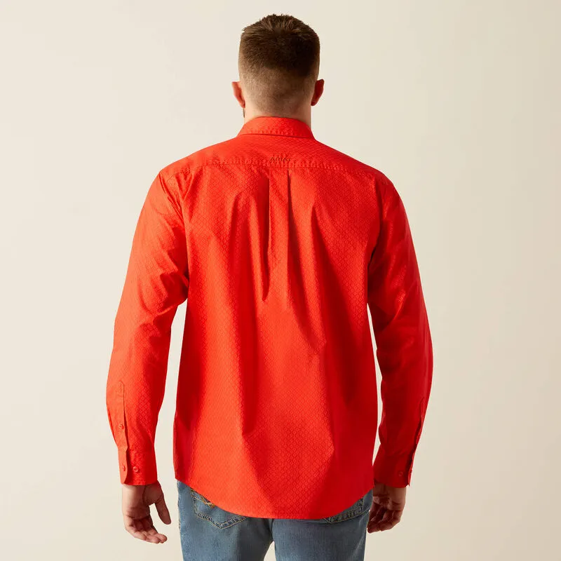 Ariat Men's L/S Waylen Classic Fit Western Button Down Shirt in Geometric Red (Available in Tall Sizes) AllSeasonWear Minimal Style Trend