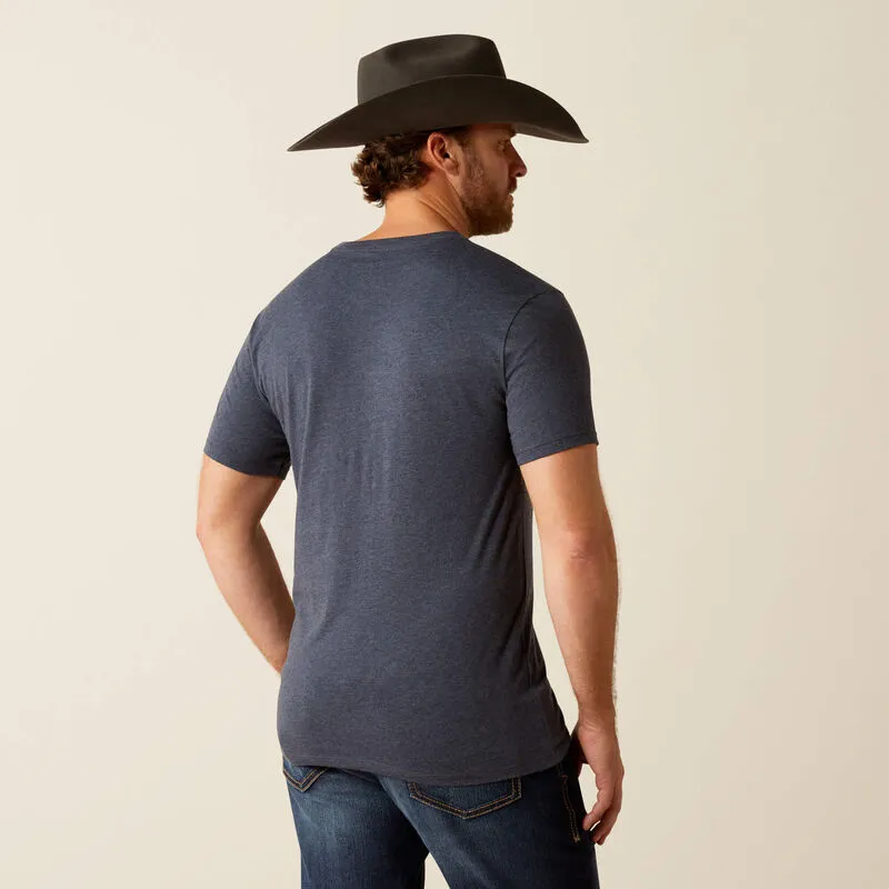Ariat Men's Made To Last Bronco Graphic T-Shirt in Navy Heather UltraSoftBrushedInterior All Day Comfort