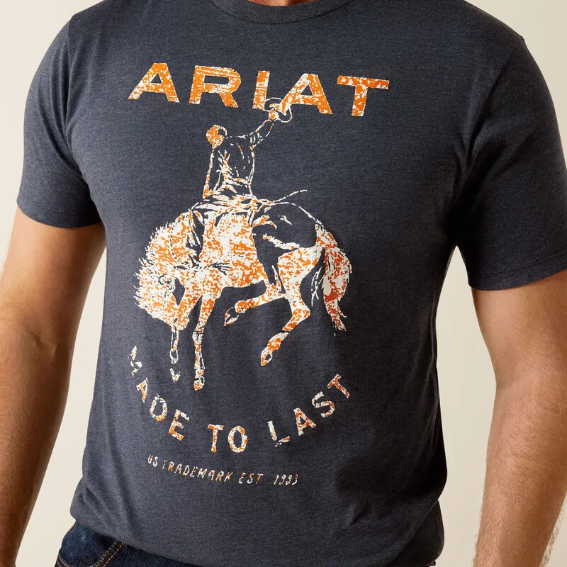 Ariat Men's Made To Last Bronco Graphic T-Shirt in Navy Heather Comfortable And Trendy