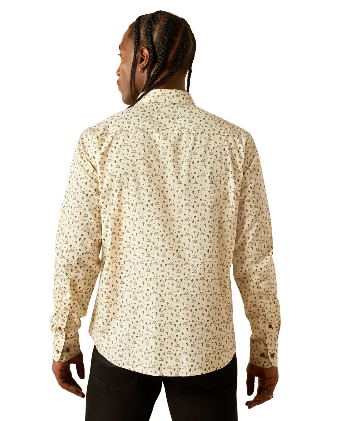 Ariat Men's Milton L/S Modern Fit Western Button Down Shirt in Off White Desert Casual Comfort Look Soft Wear