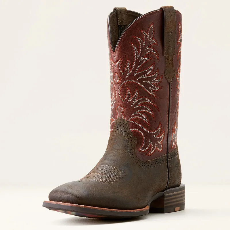 Comfort Straps Supportive Design Ariat Men's Oakwood Western Boot in Antique Grey & Roasted Chestnut