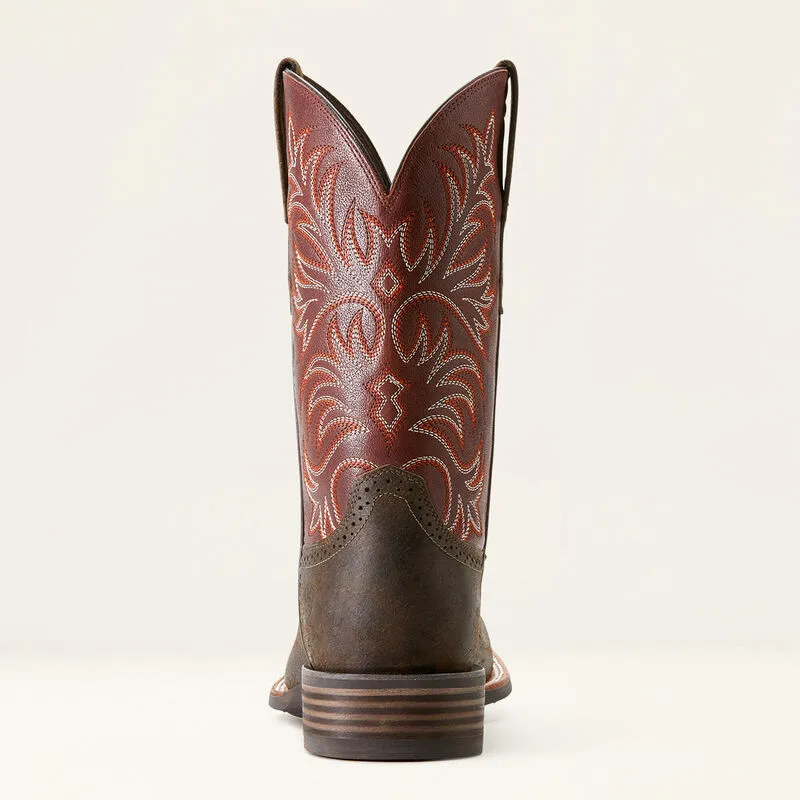 Long Wear Comfort Ariat Men's Oakwood Western Boot in Antique Grey & Roasted Chestnut