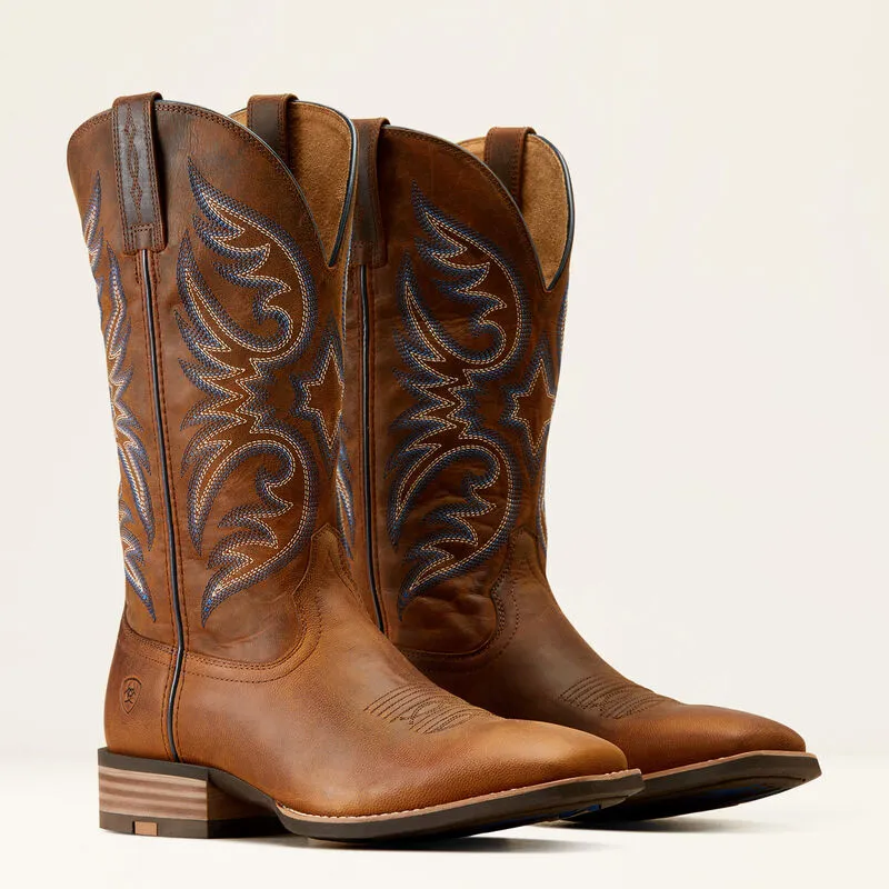 Seamless Comfort All Day Wear Ariat Men's Ricochet Cowboy Boot in Weathered Chesnut