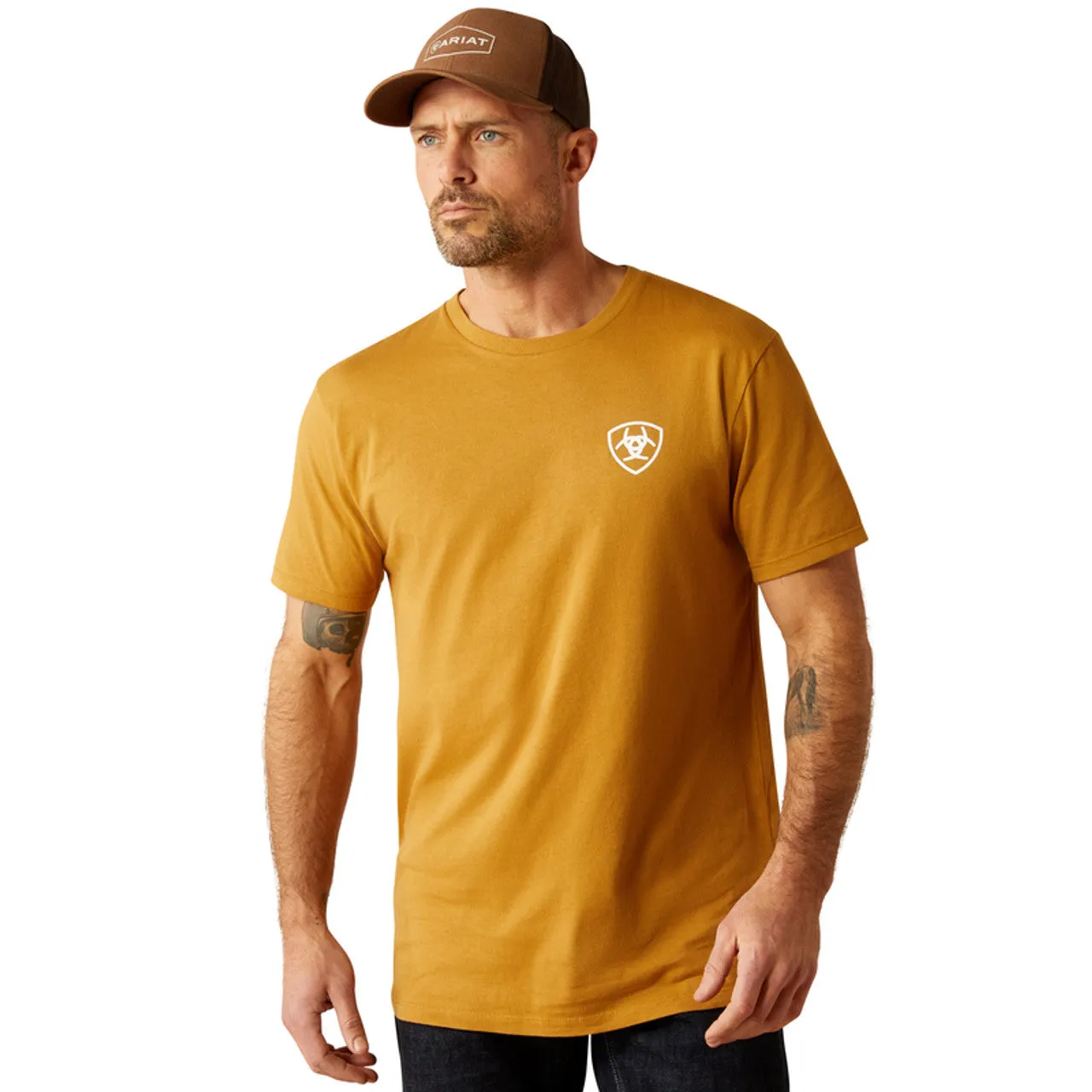Soft Layering Seasonal Comfort Style Ariat Men's Serape Seal Graphic T-Shirt in Harvest Gold