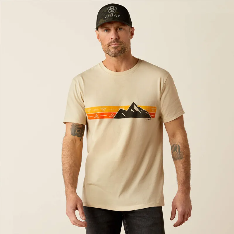 Ultimate Fit Outdoor Comfort Style Ariat Men's Southwest Mountain Stripe Graphic T-Shirt in Natural