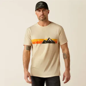 Ultimate Fit Outdoor Comfort Style Ariat Men's Southwest Mountain Stripe Graphic T-Shirt in Natural