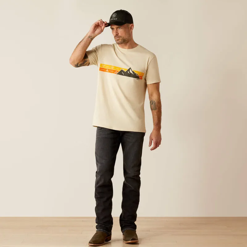 Ariat Men's Southwest Mountain Stripe Graphic T-Shirt in Natural Non Shrink Material