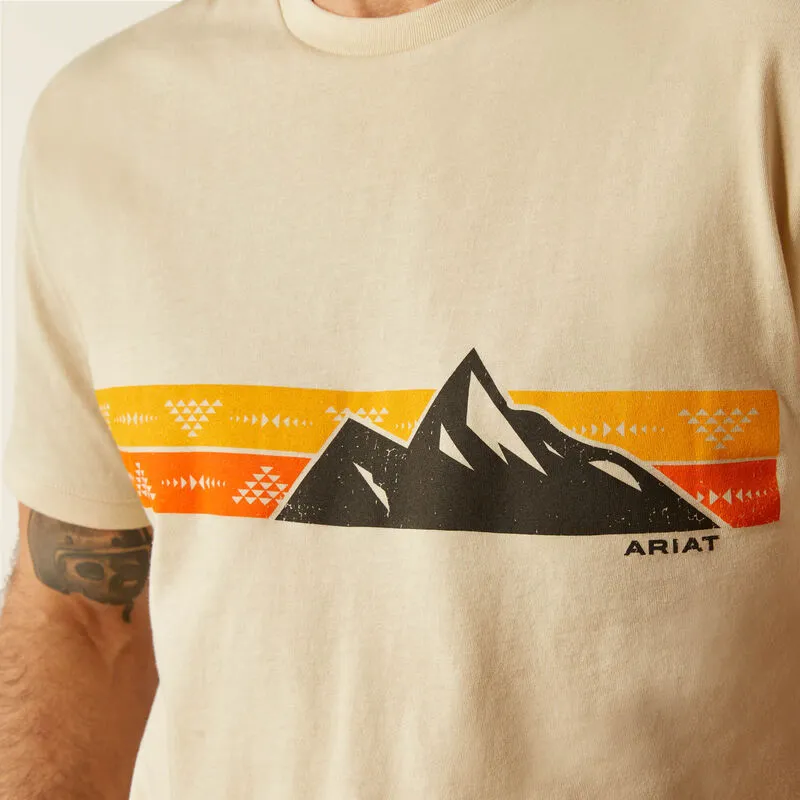 insulated Ariat Men's Southwest Mountain Stripe Graphic T-Shirt in Natural