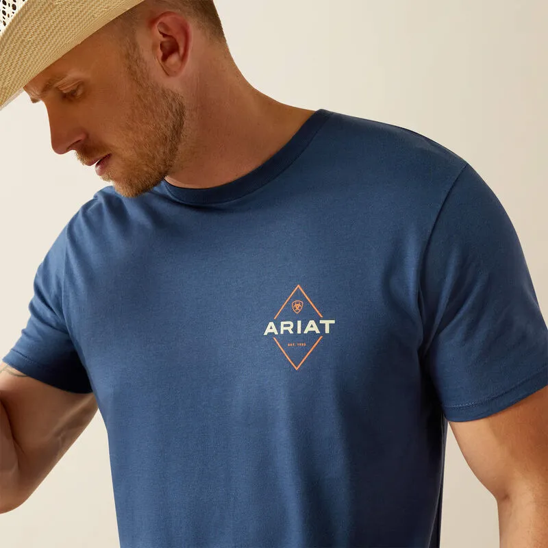 Quick Access sale season Ariat Men's Southwestern Diamond Valley T-Shirt in Space Blue