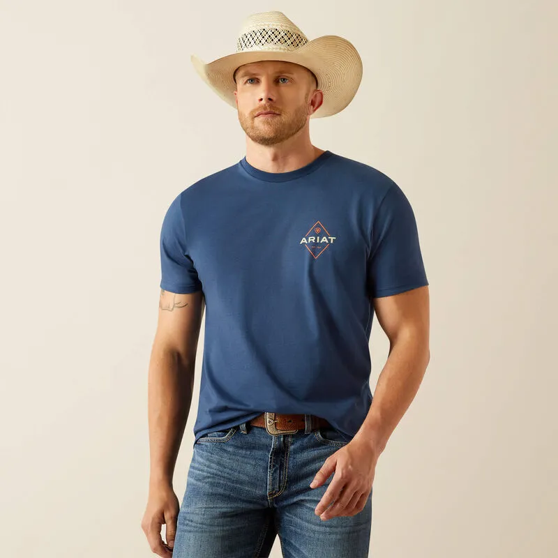 Ariat Men's Southwestern Diamond Valley T-Shirt in Space Blue Relaxed fit style