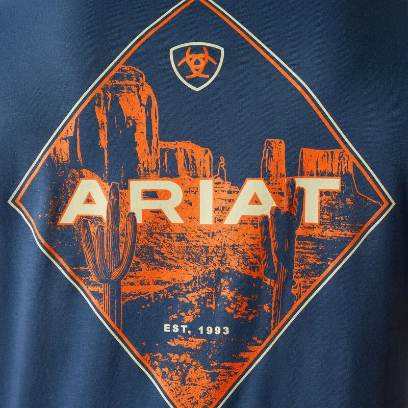 Ariat Men's Southwestern Diamond Valley T-Shirt in Space Blue Seasonal Fashion