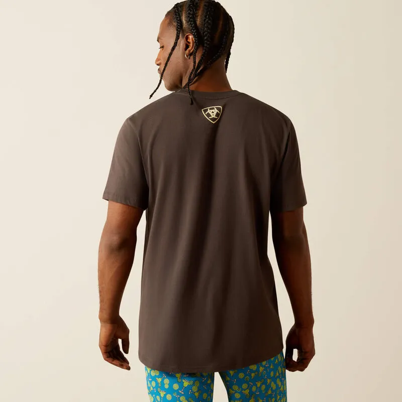 Ariat Men's Sponsors Logo T-Shirt in Vintage Black Short sleeved breeziness