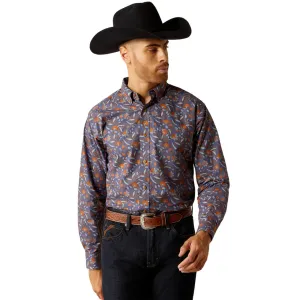 Ariat Men's Ty L/S Classic Fit Western Button Down Shirt in Dark Blue Floral Comfortable Layering