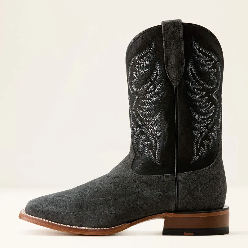 Ariat Men's Wiley Cowboy Boot in Black Elephant Roughout/ Bayou All-Purpose Style