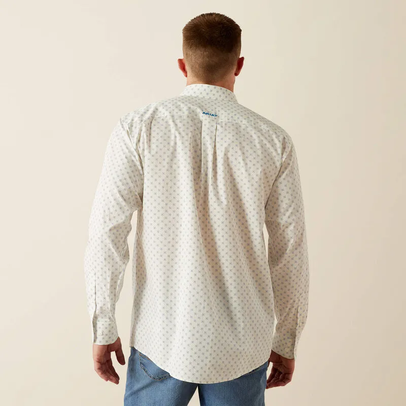 Summer Comfort Ariat Men's Wrinkle Free L/S Classic Fit Adrian Western Button Down Shirt in White Floral