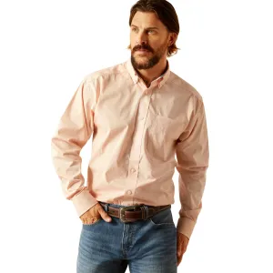 Ariat Men's Wrinkle Free L/S Classic Fit Ashton Western Button Down Shirt in Pink Geometric Minimalist Comfort