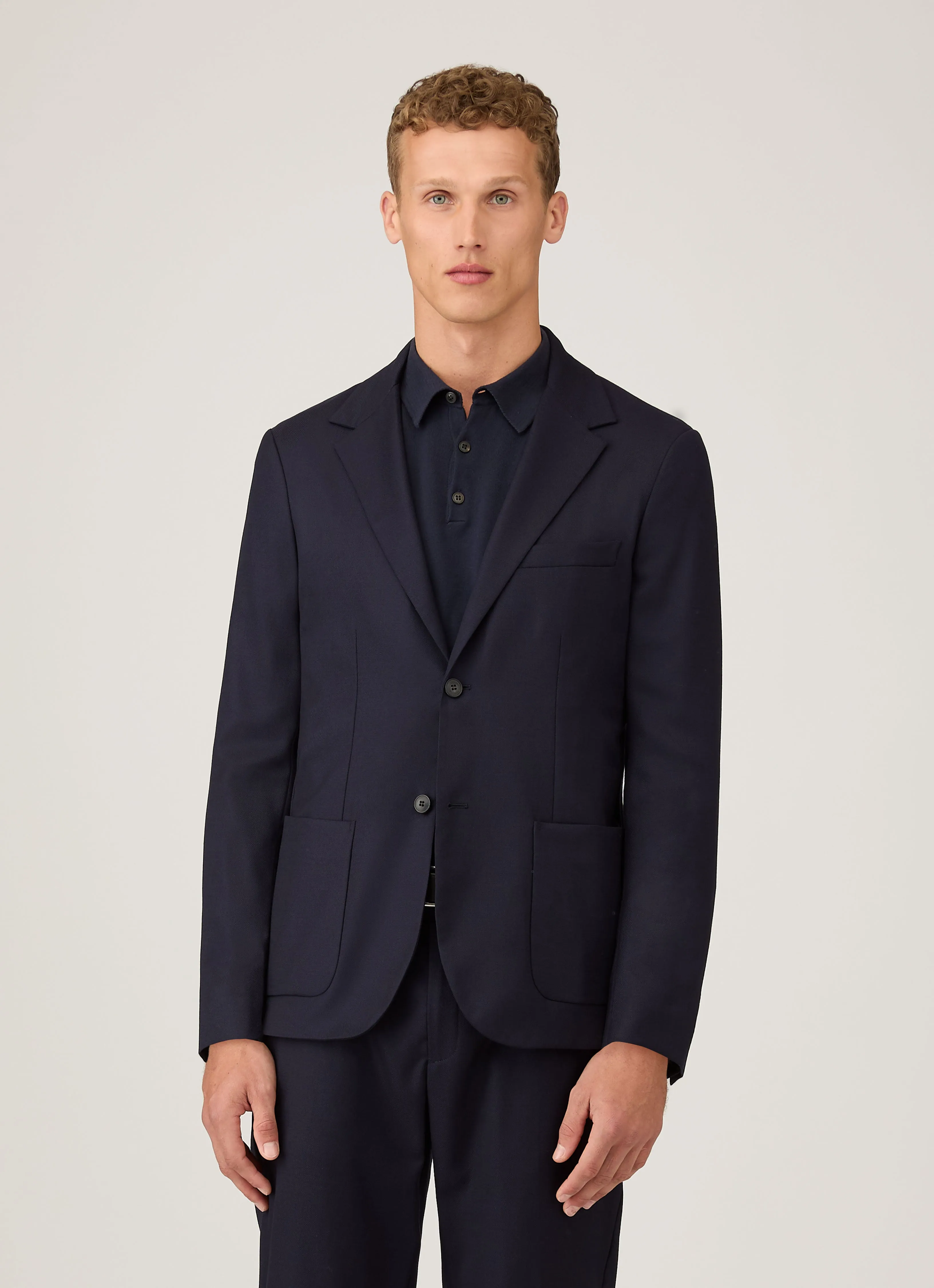 Men's Lightweight Travel Wool Blazer in Navy Crisp Clean Fit