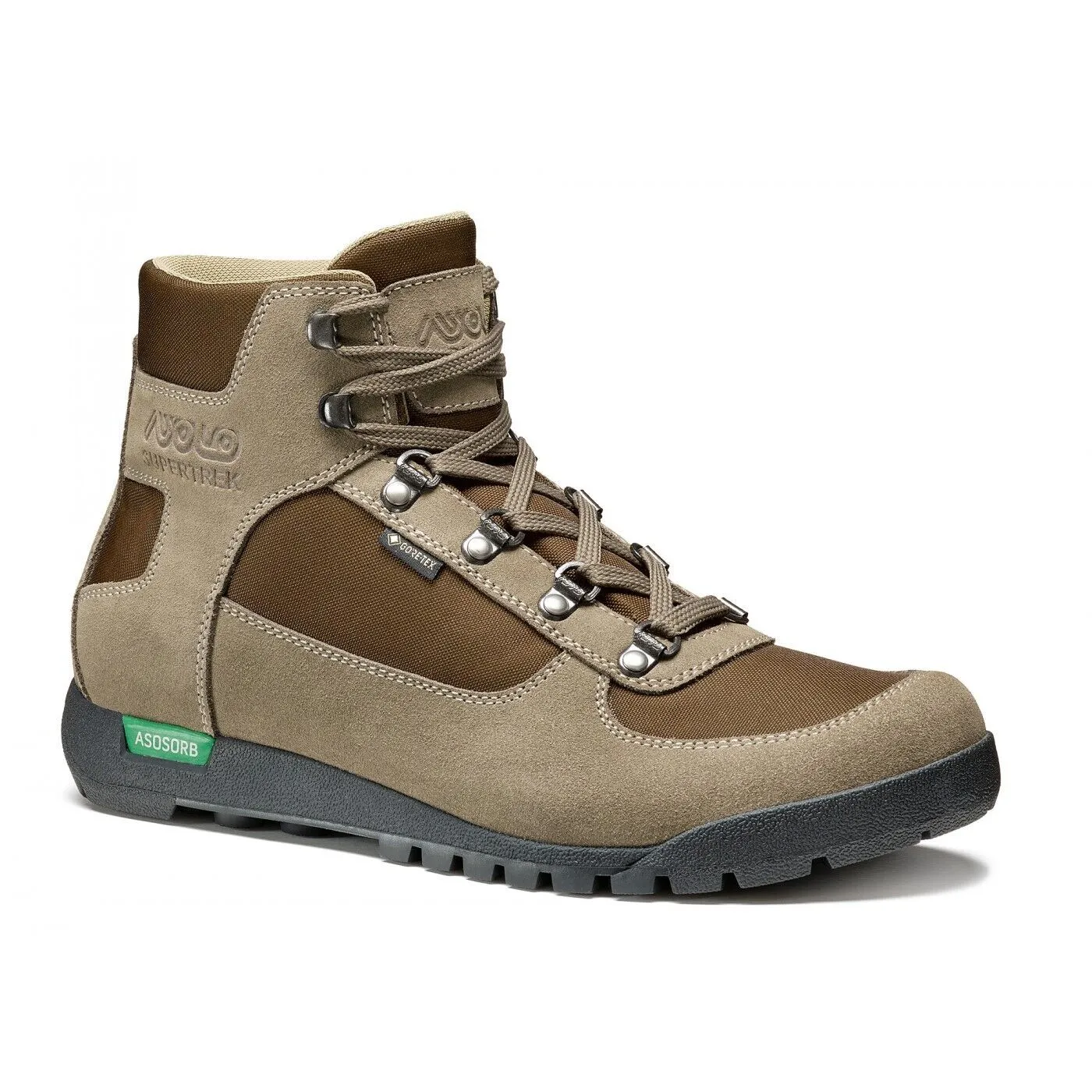 Asolo Supertrek GTX A25500 Boots Men's US 8.5 Desert Beige Ankle Hiking KHD1133 Light Knit Stylish Design