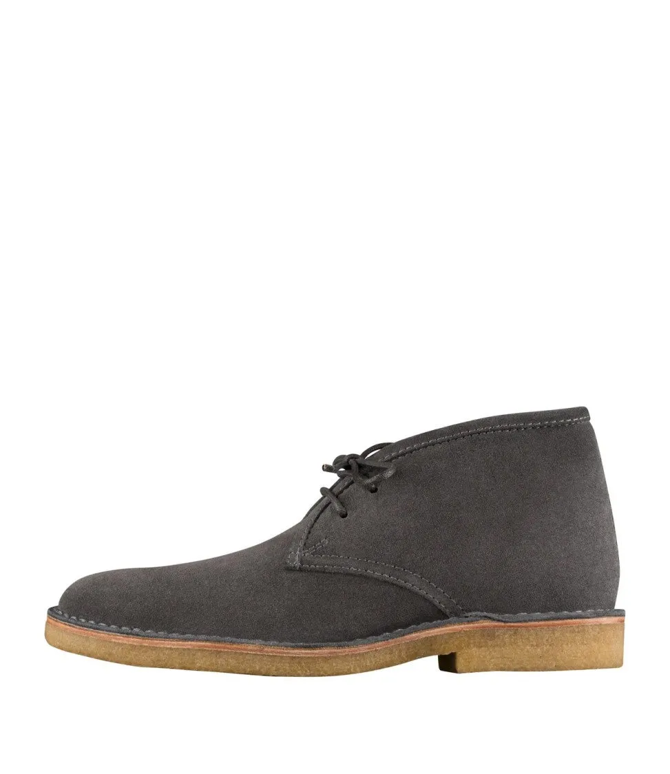 Asphalt Grey Suede Split Leather Ankle Boots Comfort Insoles