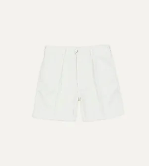 Washed Ecru Cotton Twill Single-Pleat Shorts sports accessory