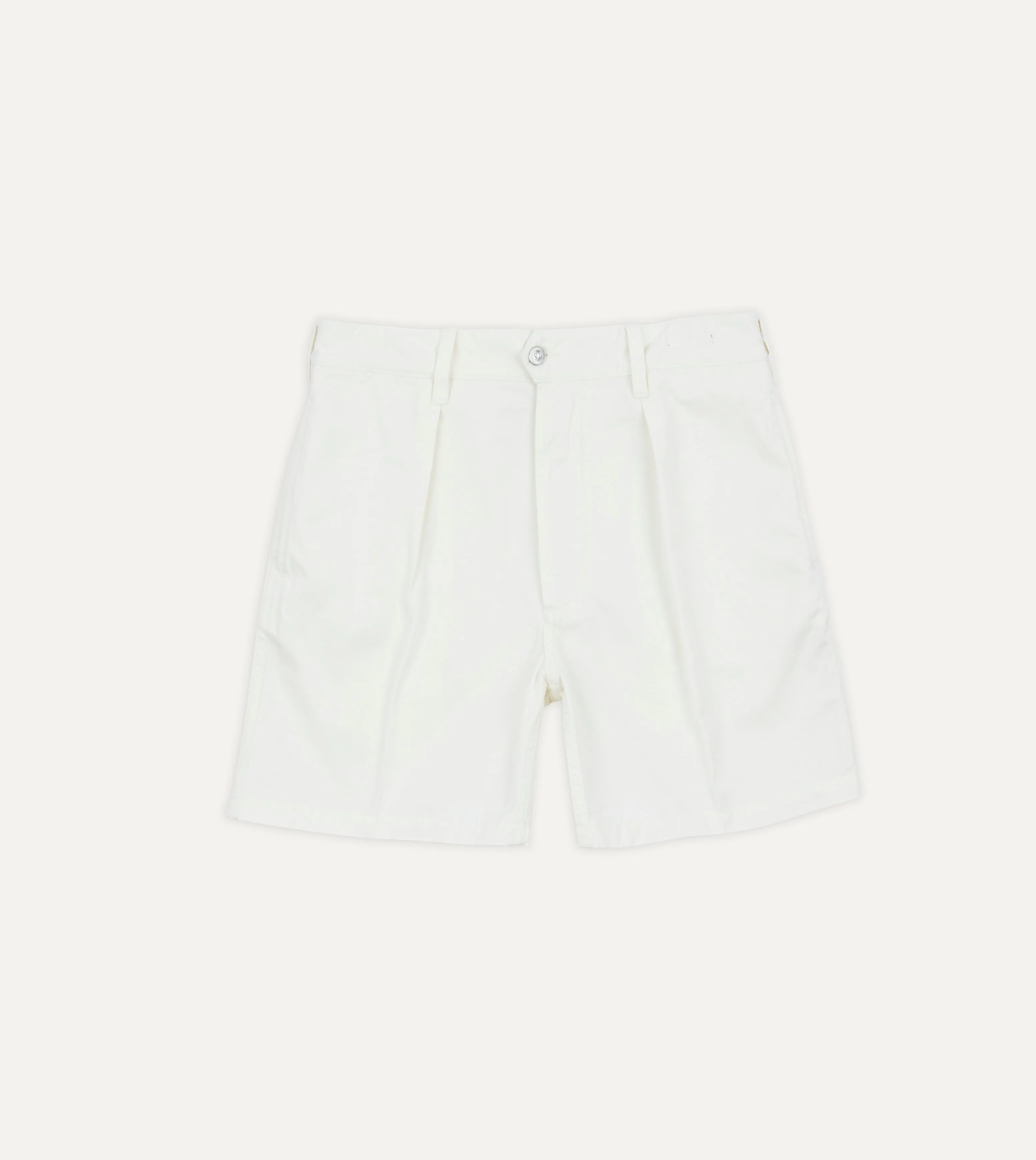 Washed Ecru Cotton Twill Single-Pleat Shorts sports accessory