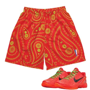 Reverse Grinch Protro Paisley Basketball Mesh Shorts Flatlock Seams colorful