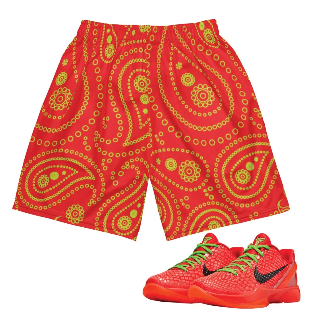 lounging clothes Reverse Grinch Protro Paisley Basketball Mesh Shorts