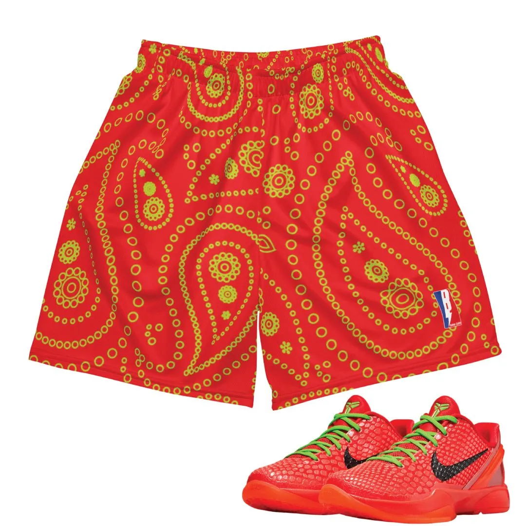Reverse Grinch Protro Paisley Basketball Mesh Shorts Flatlock Seams colorful