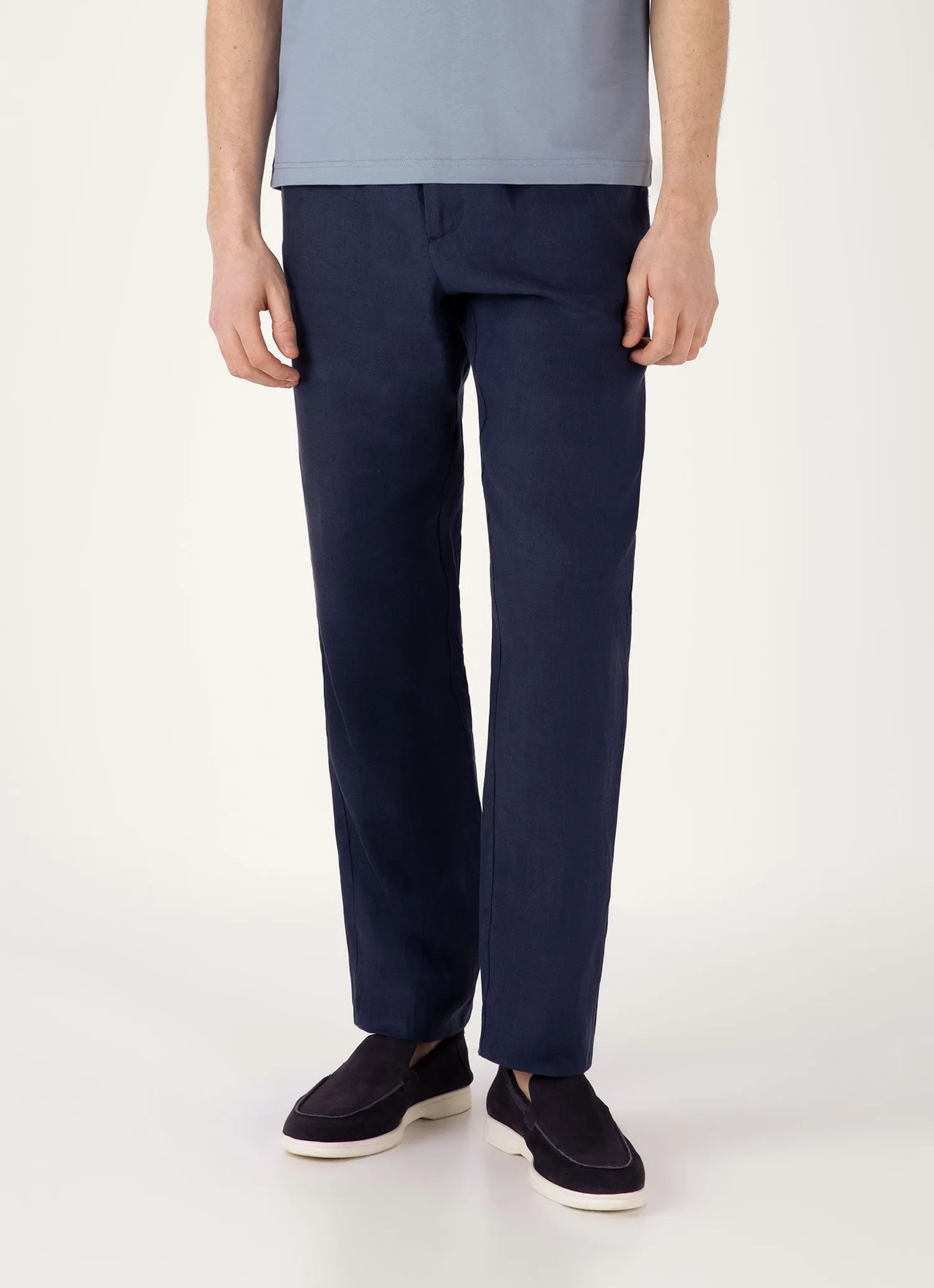 Men's Linen Drawstring Trouser in Light Navy Comfort Layer