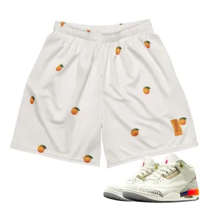 Retro 3 J. Balvin Khaled Oranges Mesh Shorts snap closure