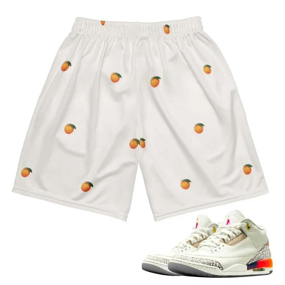 Breezy Comfort Tear Resistant Fabric Retro 3 J. Balvin Khaled Oranges Mesh Shorts