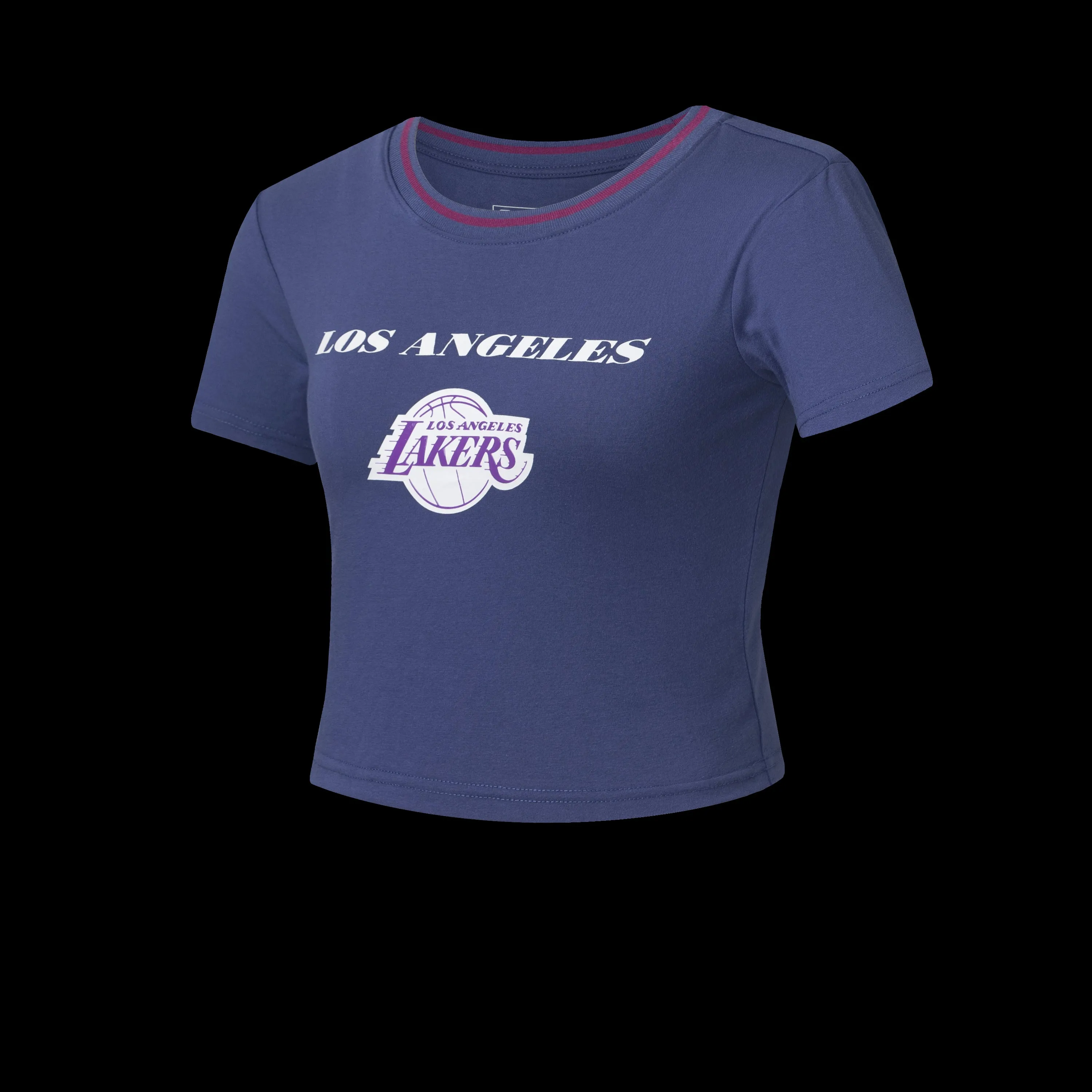 Adjustable Hem Ventilation Panels NBA WORDMARK FRONT PRINT CROP TOP SLIM FIT - Lakers