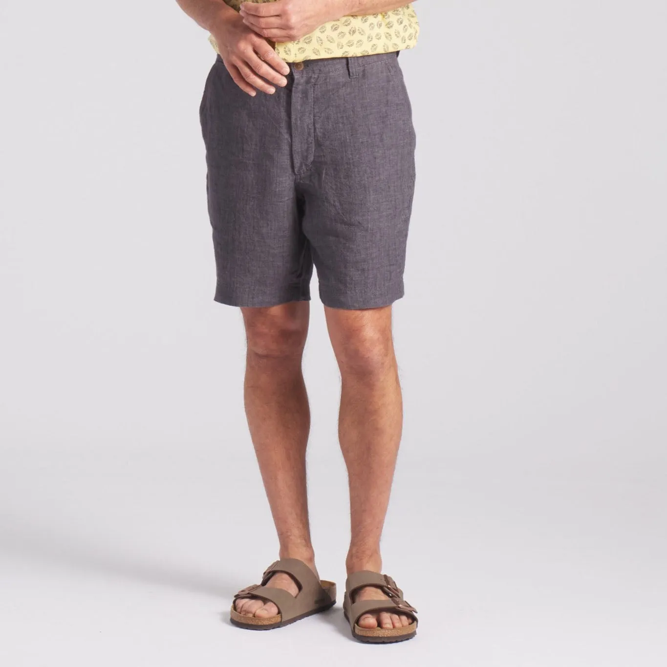 Snag Free Fabric Technology Layered Panel Design Aventura Washed Linen Shorts - Charcoal