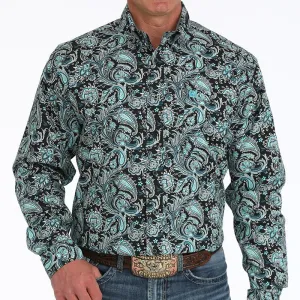 Cinch Men's L/S Classic Fit Paisley Western Button Down Shirt in Black Smart Design All Season Wear