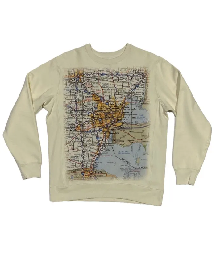 Ink Detroit - Metro Detroit Map - Crewneck Sweatshirt - Natural Elastic workout wear