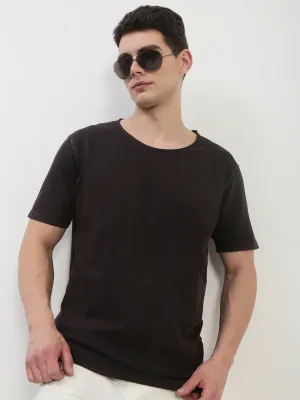 casual party product weekend wearability Men's Brown Solid Round Neck T-Shirt