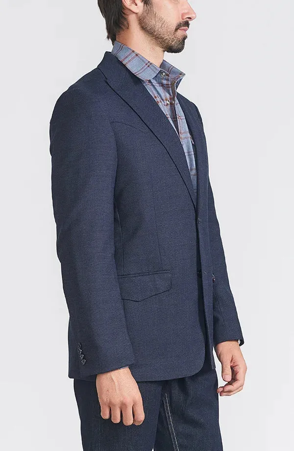 Flynt Western Men's Stockyard Sport Jacket in Navy Blue Taped Neckline Seamless Stitching