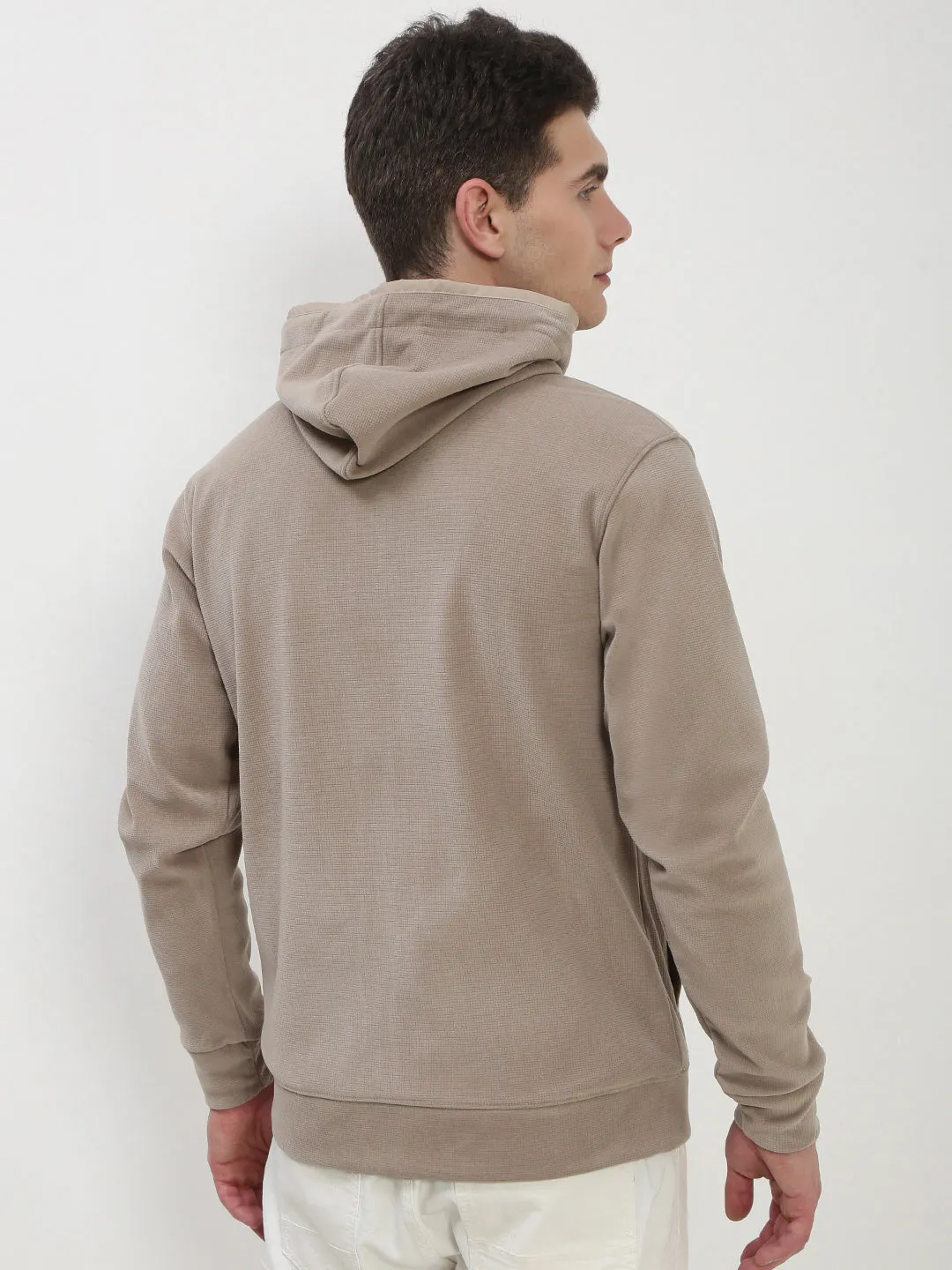 Men's Beige Solid Hooded Sweatshirt product tassel movement product future prospects