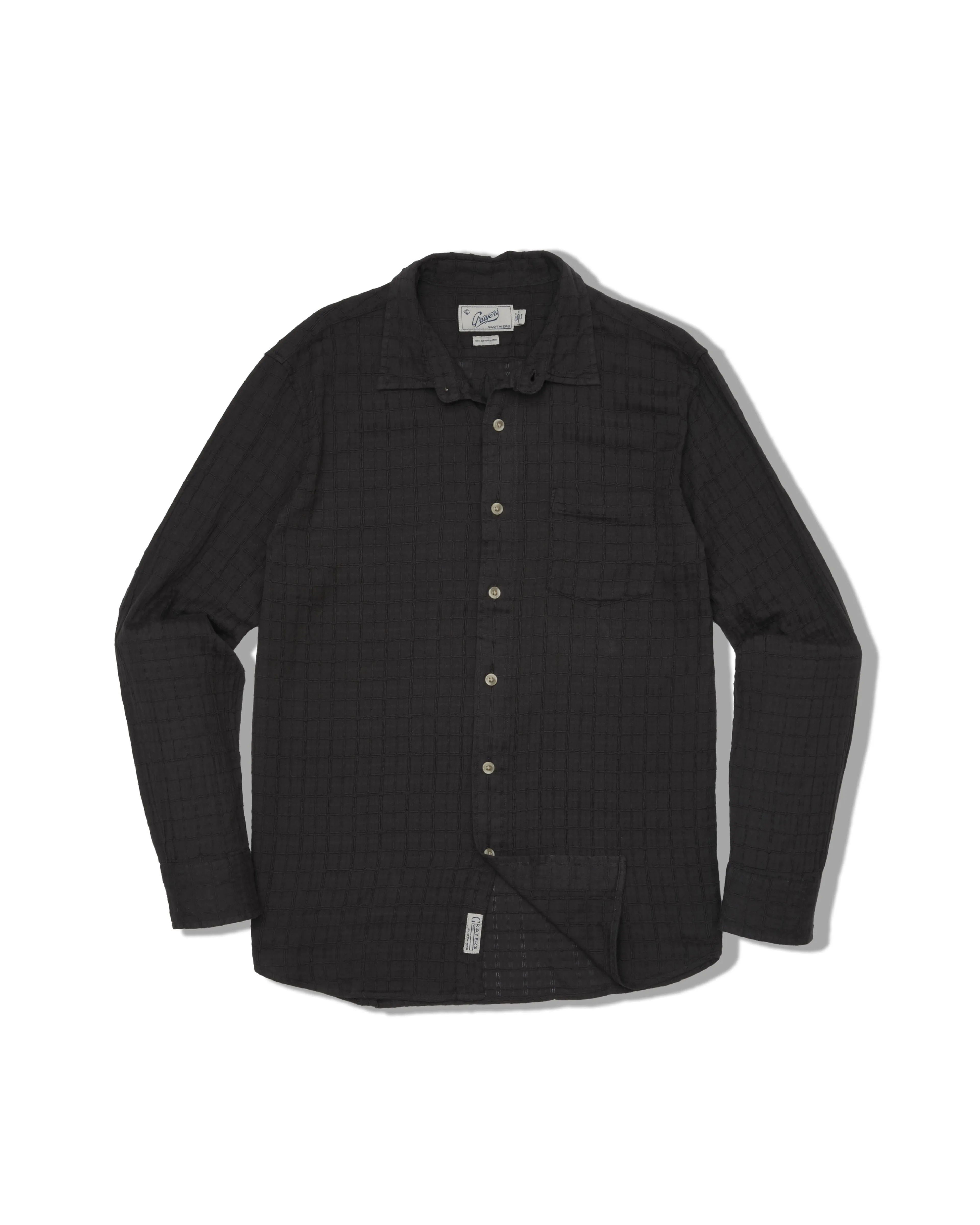 Bamboo Dobby Long Sleeve Shirt - Washed Black Breathable apparel