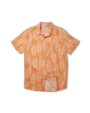 Bamboo Dobby Printed Short Sleeve Shirt - Coppertone Leaf fade resistant color