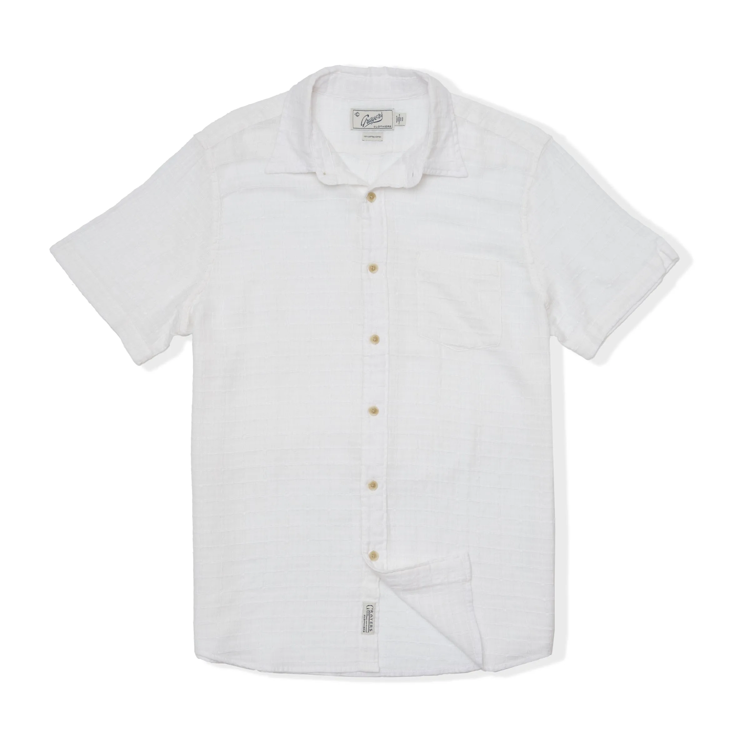 Bamboo Dobby Short Sleeve Shirt - White Comfortable Layer
