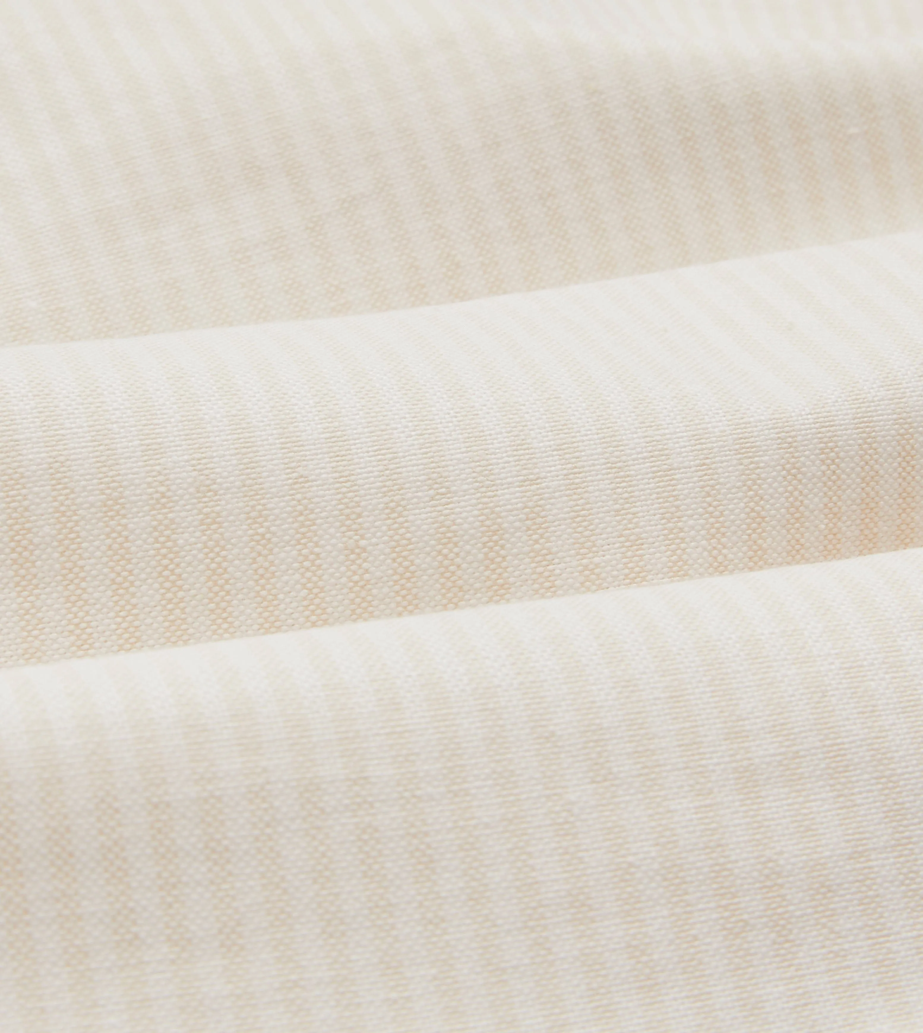 Cream Ticking Stripe Cotton Oxford Cloth Button-Down Shirt Breathable Layer Fit